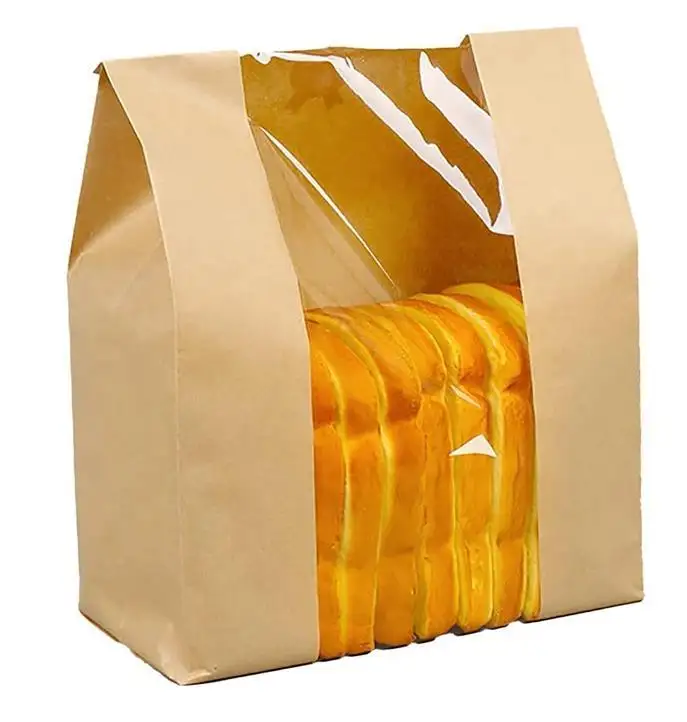 Bolsa de pan con logotipo personalizado, embalaje de comida, panadería