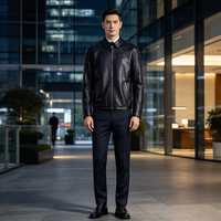 Vestes en cuir véritable pour hommes, style italien, en peau de mouton, pour le printemps et l'automne, col à revers, style business décontracté, style anglais