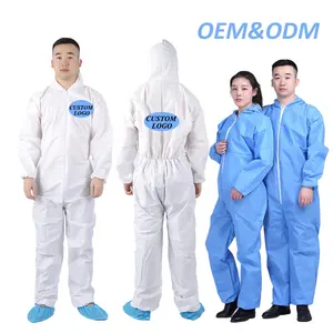 OEM Safety Custom Logo PPE Coverall Waterproof Type 5 6 Vestuário de proteção geral Workwear descartável Coverall