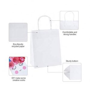 Medium White Kraft Paper Gift <b>Bags</b> for Restaurant to Go Take Out <b>Bags</b> - Product Image 5