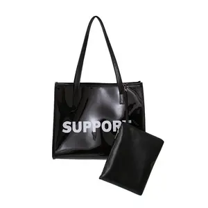 투명 젤리 가방 2023 봄/여름 새로운 유행 한국 판 패션 핸드 헬드 어머니 가방 하나 어깨 큰 가방