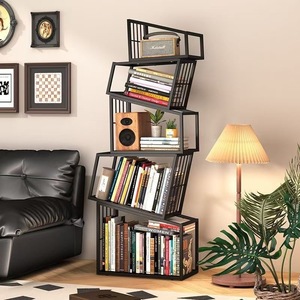 Creative Wrought Iron Bookshelf Irregular Corner Modern Floor Standing Bookcase Space Saving Living Room Storage Rack - Product Image 3