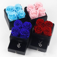 Boîte de roses éternelles TR, 100 langues, collier I U, Saint-Valentin, fête des mères, remise de diplôme, Noël, cadeau durable