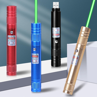 Stylo pointeur laser vert à chargement USB pour l'extérieur de style moderne Jouet interactif pour chat avec étoiles clignotantes et lampe de poche verte
