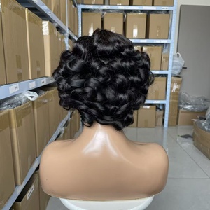 Peluca de Cabello Virgen con Encaje Frontal Estilo Africano, Largo Corto, Estilo Suelto, Encaje Transparente de Alta Definición, Sin Pegamento - Product Image 4