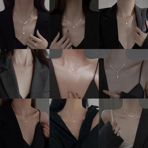 Edelstahl Mode einfache Schlangen kette Schlüsselbein Halskette Frauen Retro Silber Farb kette kurze Halskette - Product Image 2