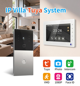 Interphone vidéo intelligent Tuya App à commande vocale 2x <span class=keywords><strong>F1</strong></span> + 2x V7 1080p, sonnette connectée étanche avec écran tactile 7 pouces, filaire électrique - Product Image 2