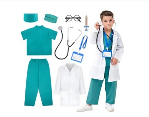 Costume d'infirmière ou de médecin amusant pour enfants, garçons et filles, pour Halloween, avec haut à col en V, pantalon et accessoires, uniforme médical chirurgical - Product Image 3