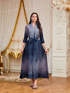 Abaya <span class=keywords><strong>Dubai</strong></span> Türkei Übergröße Polyester Hochzeitskleid mit Plissee vorne, offenem Kragen und Umlegekragen für muslimische arabische Frauen - Product Image 5