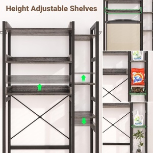 Estante de Almacenamiento para Baño de Metal y Madera Tradicional con Estante para Inodoro, 2 <span class=keywords><strong>Cajones</strong></span>, 7 Niveles Ajustables, Fácil Montaje - Product Image 6