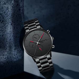 Montre de luxe haut de gamme pour homme - Style minimaliste noir, multifonction, étanche, lumineuse, à quartz - Product Image 4