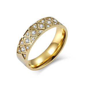 Geometric <b>Titanium</b> Steel <b>Ring</b> With Zircon Pave Setting Unisex Everyday Wear Jewelry - Product Image 5