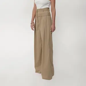 Coréen printemps été 2023 coton lin coupe ample grande taille pantalon large taille haute longueur de plancher pantalon décontracté en lin pour les femmes