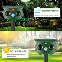Répulsif à énergie solaire pour écureuil et cerf Capteur de mouvement extérieur Dispositifs de dissuasion pour chat et chien Répulsif à ultrasons pour animaux avec lumière rouge