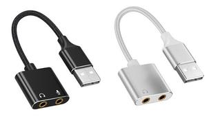 Adaptador de <span class=keywords><strong>audio</strong></span> USB de 15cm Tarjeta de sonido externa con conector para auriculares y micrófono de 3,5mm - Product Image 3