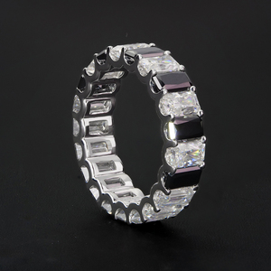 Vintage Men's 925 Sterling <b>Silver</b> Iced Out Diamond Moissanite <b>Rings</b> GRA Vvs Engagement Gold Rhodium Plated <b>Emerald</b> Cut 3*5mm - Product Image 3