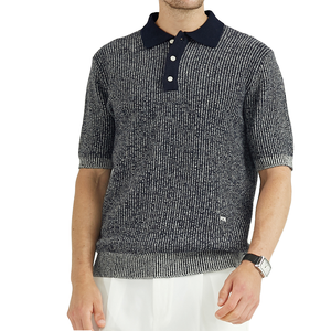 Camisetas Polo de Punto Acanalado con Mezcla de Lana y Rayas Verticales de Verano para Hombre, Camisa Polo para Caballero - Product Image 1