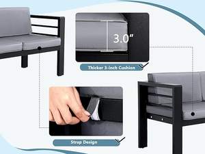 Ensembles de conversation extérieure de luxe tout temps moderne haut de gamme salon meubles de jardin en aluminium - Product Image 3