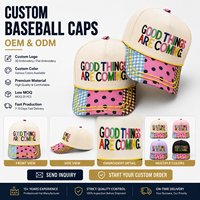 Casquette de baseball patchwork personnalisée, broderie multicolore, logo, visière à pois gingham, blocs de couleur, casquettes snapback en gros