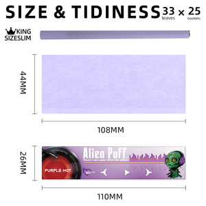 Papier à rouler Alien Puff violet king size, mince, à combustion lente, gomme arabique pure, premium, ultra fin, 14g, étiquette personnalisable - Product Image 3