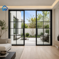 Porte coulissante intérieure en aluminium à triple vitrage trempé pour salle de bain, fournie directement par l'usine