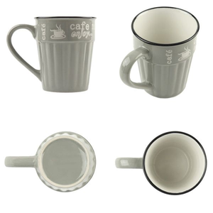 Tasses à café en céramique gaufrée en forme de V, grande capacité, écologiques, en porcelaine, pour cadeaux d'affaires, compatibles lave-vaisselle et micro-ondes, à prix abordable - Product Image 6