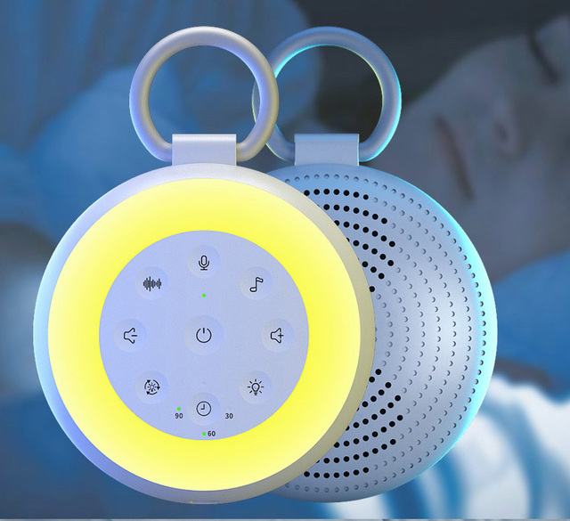 Portable Baby White Noise Machine 24 Soothing Music Night Light With Bluetooth Speaker Rechargeable White Noise Sound Machine