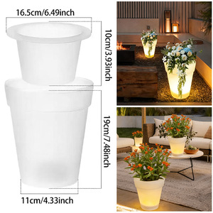 <b>Solar</b> <b>Flower</b> Pot Lamp Outdoor Garden Decorative <b>Light</b> Round Basin Lawn Landscape LED Night <b>Light</b> - Product Image 4