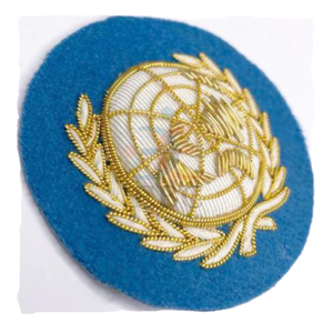 Sky Blue Gold Bullion Embroidered Eco-Friendly Nonwoven Round <b>Sew</b>-<b>On</b> Felt <b>Patches</b> for Hat Beret Blazer & Peak Cap-Wholesale - Product Image 1