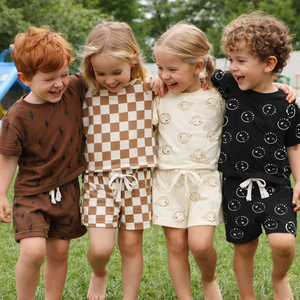 Completi per Bambini All'ingrosso Set di Abbigliamento per Bambina e Bambino Stampa Personalizzata OEM Completi Corti 100% Cotone Tenute Estive per la Prima Infanzia - Product Image 1