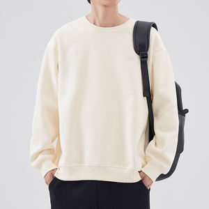 เสื้อสเวตเชิ้ตคอกลมสีพื้นหนานุ่มสำหรับผู้ชาย ฤดูใบไม้ร่วง ฤดูหนาว บุขนด้านใน สไตล์สตรีทแวร์ ทรงโอเวอร์ไซส์ แจ็คเก็ตแบบไม่มีฮู้ด สวมใส่สบาย - Product Image 3