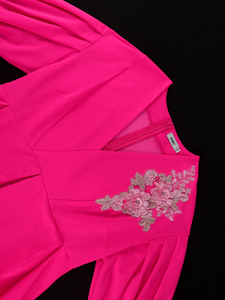 Puffärmel Büro-Damenkleidung Applikation <span class=keywords><strong>Peplum</strong></span>-Tops Karriere-Bleistiftkleid - Product Image 5