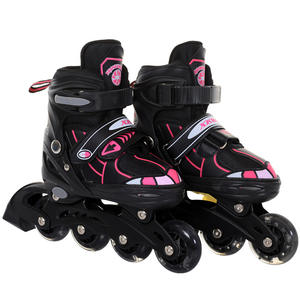 Patines de ruedas ajustables en línea de cuero PU con letras impresas de tela de malla <span class=keywords><strong>y</strong></span> PU unisex - Product Image 1