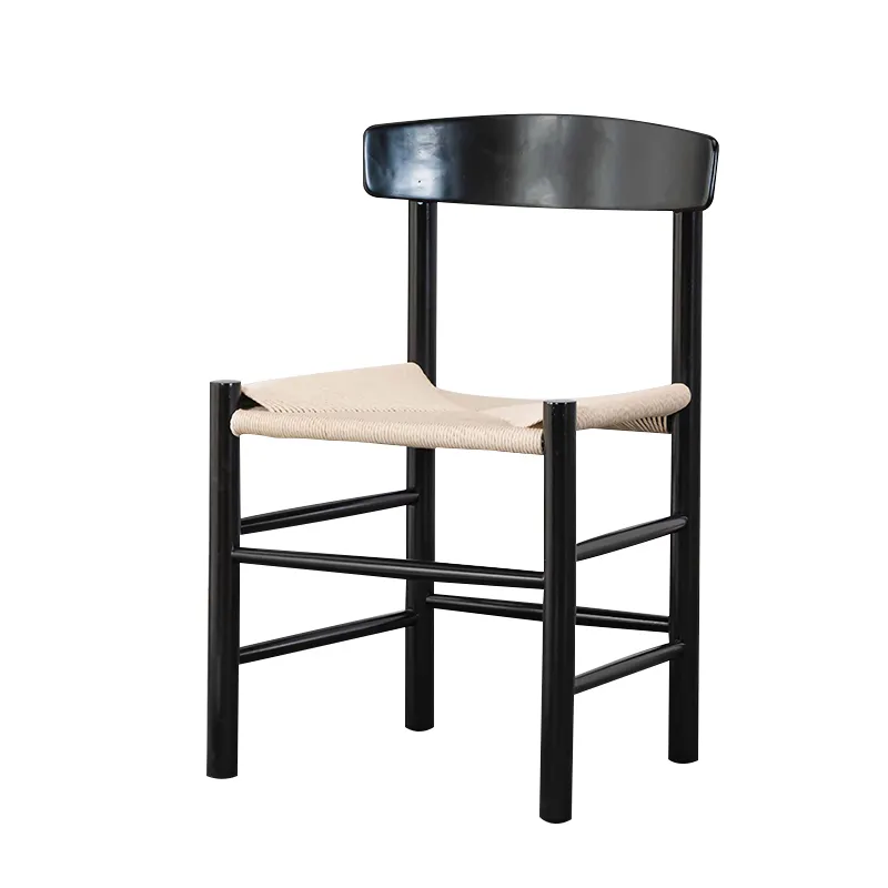 Chaise de salle à manger en rotin en bois massif pur corde tissée petits meubles de salle à manger de concepteur de ménage chaise japonaise contractée