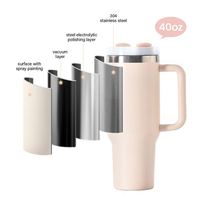 Gobelet isotherme 40oz 30oz avec poignée, en acier inoxydable à double paroi, pour sublimation, avec paille et couvercle, tasse à café