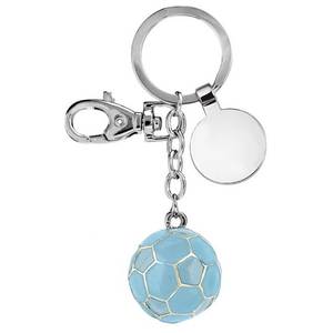 Porte-clés ballon de football bleu clair, imprimé UV, photo numérique, style mignon, en cuir, métal, PVC, PU, acrylique, en alliage de fer - Product Image 1