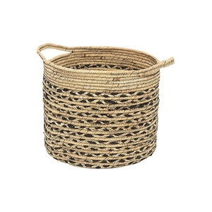 Trang trí nội thất <span class=keywords><strong>Stackable</strong></span> cỏ biển lưu trữ giỏ handwoven mây tự nhiên hampers với xử lý cho giặt tổ chức - Product Image 1
