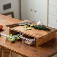 Planche à découper de cuisine en bois d'acacia personnalisée avec boîte de rangement