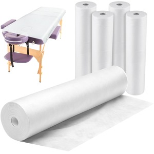 <b>White</b> Non-Woven <b>Flat</b> <b>Sheet</b> Roll Disposable Bed <b>Sheet</b> for Massage Spa Tattoo Chiropractic Use Solid Plain Dyed - Product Image 2