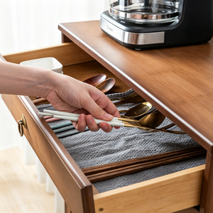 Armário de Armazenamento Minimalista em Bambu, Versátil, com Gaveta e Suporte para Vinhos, para Sala de Estar e Cozinha - Product Image 4