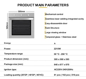 220V 60cm Large Capacity Built-In Wall Oven 74L Kitchen Appliance Multifunction Convection Baking Installation Built-In - Product Image 4