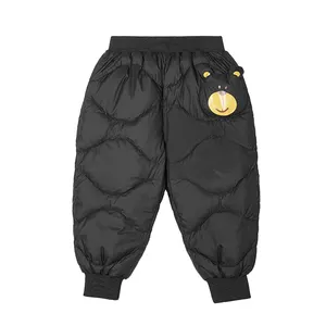 Custom Winter Warm Kids' Down Pants Breathable Nylon Fabric Waterproof And Anti-Pilling Puffer Trousers For Children