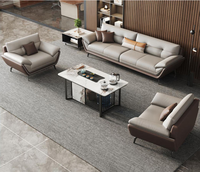 Ensemble de canapés en cuir de style italien moderne pour salon, design exécutif en bois