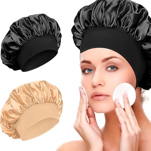 Bonnet en satin le plus vendu en gros, bonnet en soie avec large bande élastique douce pour dormir, bonnet de douche pour cheveux bouclés, bonnet de nuit - Product Image 5