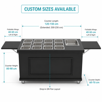 Comptoir mobile commercial pour bar à salades, station de service pour garnitures alimentaires, table de préparation portable pour crèmes glacées et condiments, équipement de magasin