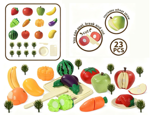 DWI vente chaude 23 pièces éducatifs légumes et fruits cuisine coupe <span class=keywords><strong>Fast</strong></span> <span class=keywords><strong>Food</strong></span> jeu ensembles semblant jouer jouets simulés cadeaux pour les enfants - Product Image 1