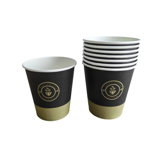 Gobelet en papier à paroi simple de 7 oz, noir et vert, avec logo personnalisé imprimé, gobelet à café en papier, emballage de gobelet en papier jetable - Product Image 4