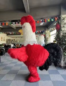 Witte Hals Harige Haan Mascotte Kostuum 2M Haan Kuikens Air Blow Kostuums Pakken Voor Verkleedprestaties - Product Image 1