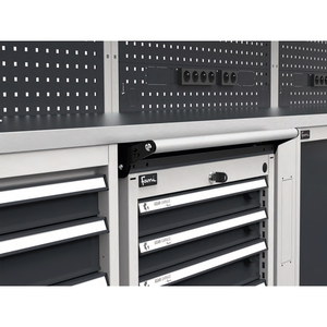 Fami GARAGE026 modular <b>furniture</b>, steel top with drawers and <b>trolley</b>, 1428mm - Product Image 2
