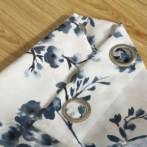 Rideaux occultants prêts à poser pour salon, design moderne, imprimé de fleurs bleues, luxueux, vente en gros en Chine - Product Image 4